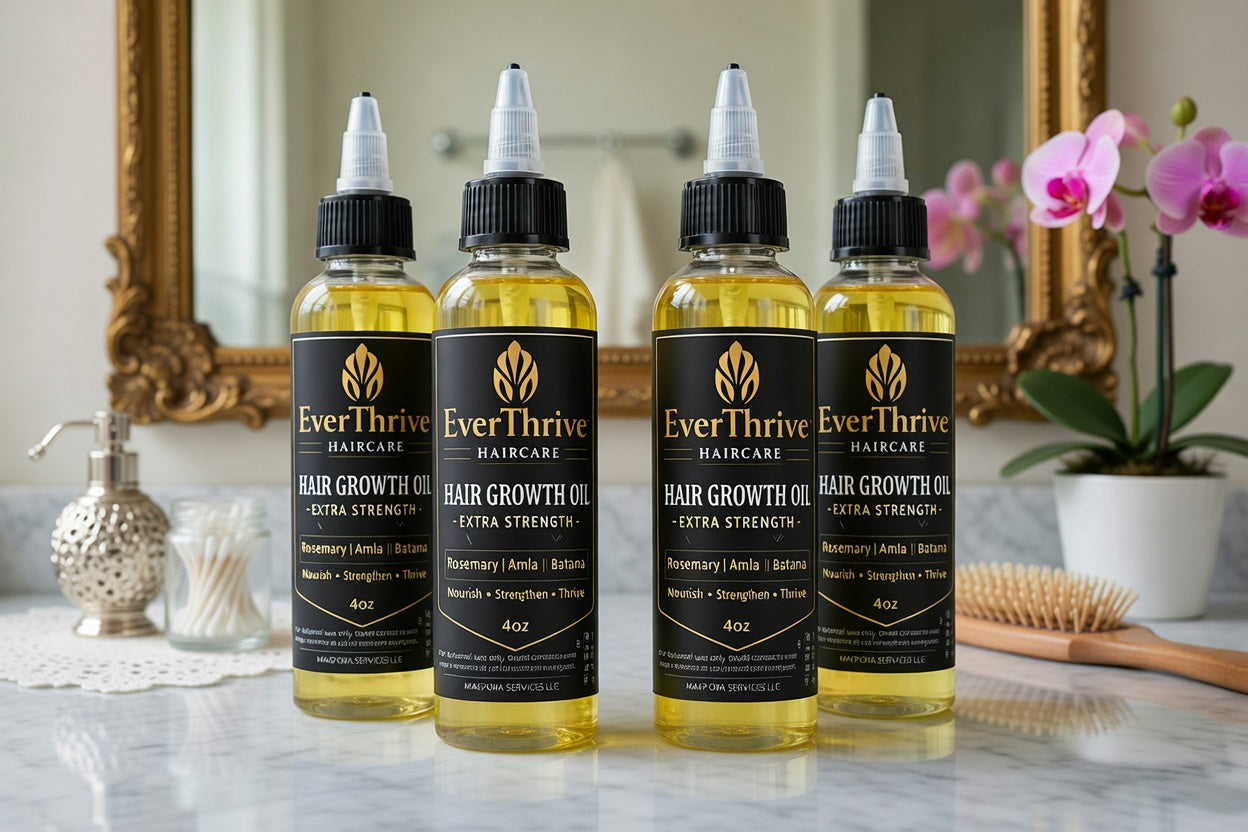 EverThrive Hair Growth BUNDLE – Rosemary, Batana & Castor Oil + Deep Moisture Hair Butter for Thinning Hair, Edges & Scalp Repair